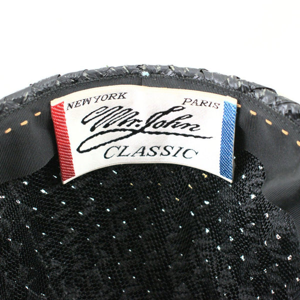 1960s Vintage Black Straw Bubble Hat Cats Like Us