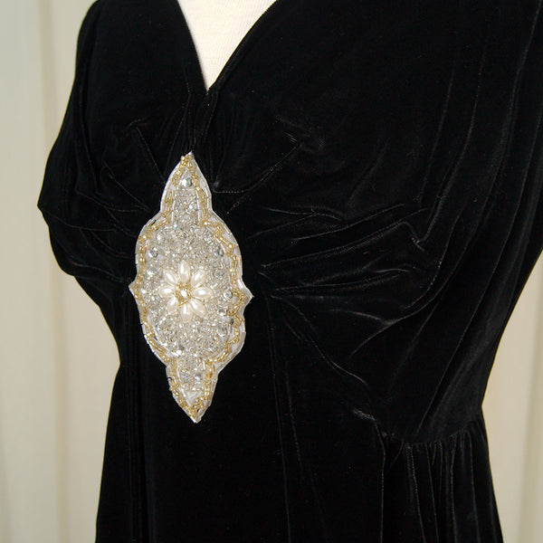 1960s Vintage Black Velvet Maxi Dress Cats Like Us