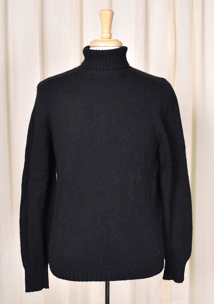 1960s Vintage Black Wool Turtleneck Cats Like Us