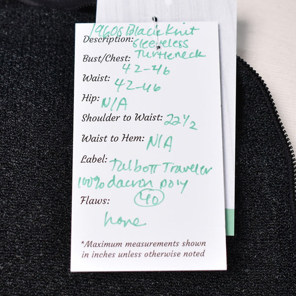 1960s Vintage Blk Sleeveless Turtleneck Cats Like Us