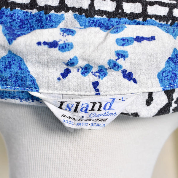 1960s Vintage Blue Barkcloth Cabana Set Cats Like Us