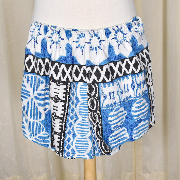 1960s Vintage Blue Barkcloth Cabana Set Cats Like Us