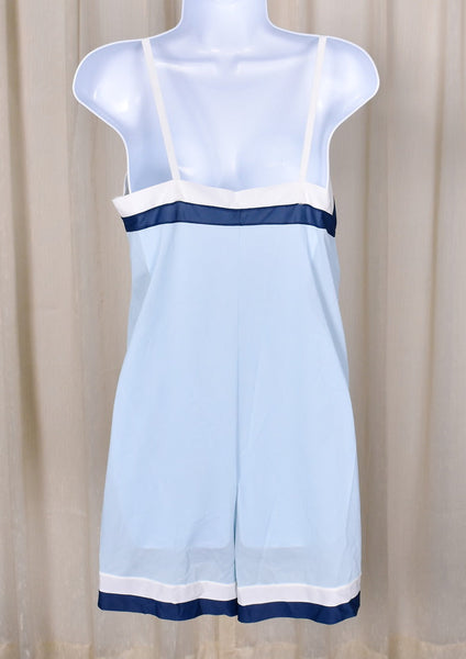 1960s Vintage Blue Striped Step-In Slip Cats Like Us