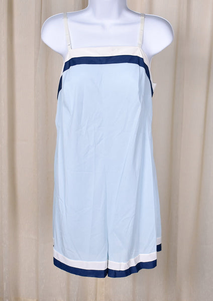 1960s Vintage Blue Striped Step-In Slip Cats Like Us