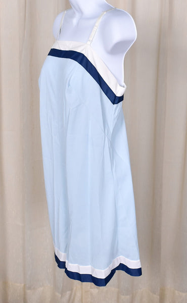 1960s Vintage Blue Striped Step-In Slip Cats Like Us