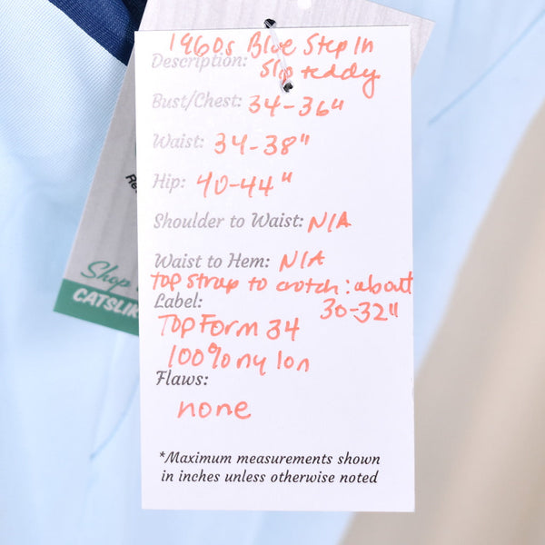 1960s Vintage Blue Striped Step-In Slip Cats Like Us