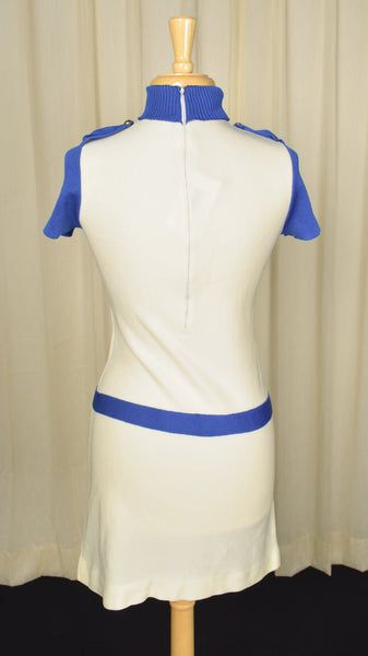 1960s Vintage  Blue & White Mod Dress Cats Like Us