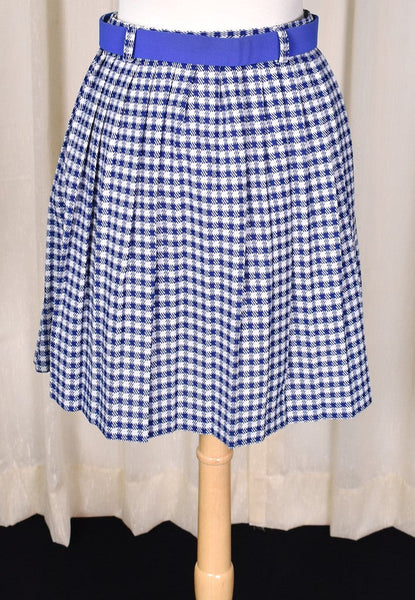 1960s Vintage Blue & White Plaid Skirt Cats Like Us