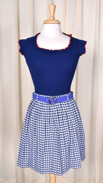 1960s Vintage Blue & White Plaid Skirt Cats Like Us