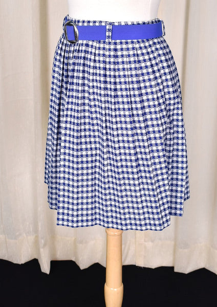 1960s Vintage Blue & White Plaid Skirt Cats Like Us