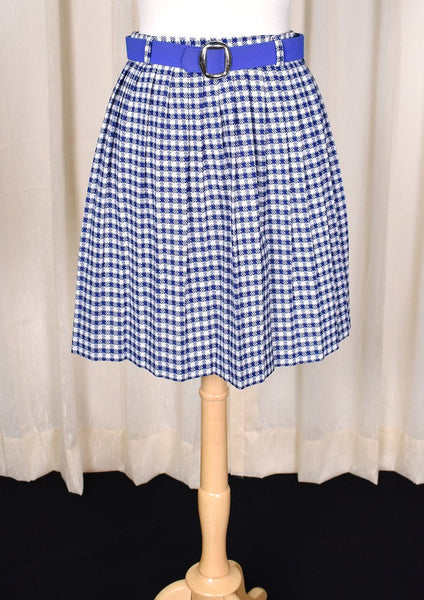 1960s Vintage Blue & White Plaid Skirt Cats Like Us