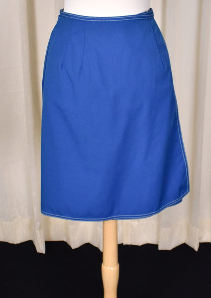 1960s Vintage Blue Wrap Skirt Cats Like Us