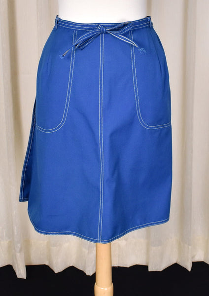 1960s Vintage Blue Wrap Skirt Cats Like Us