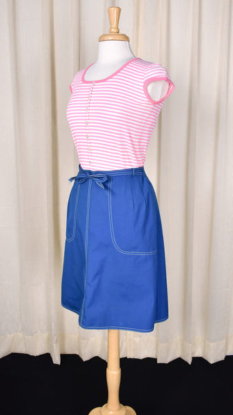 1960s Vintage Blue Wrap Skirt Cats Like Us