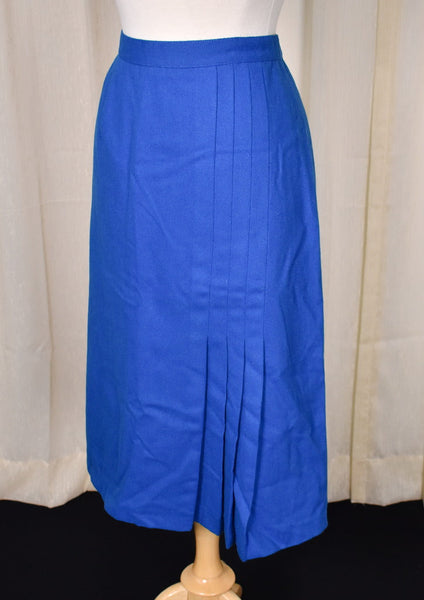 1960s Vintage Bright Blue Wool Skirt Cats Like Us