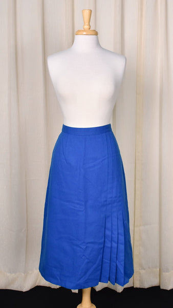 1960s Vintage Bright Blue Wool Skirt Cats Like Us