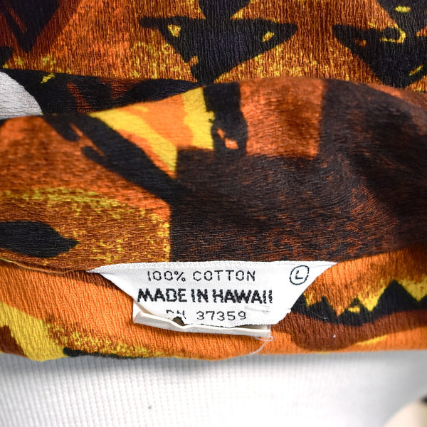 1960s Vintage Brown Barkcloth Tiki Shirt Cats Like Us