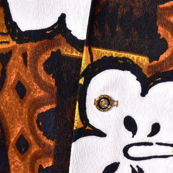 1960s Vintage Brown Barkcloth Tiki Shirt Cats Like Us
