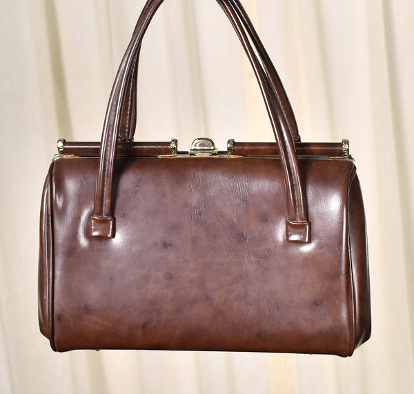 1960s Vintage Brown Marbled Handbag Cats Like Us