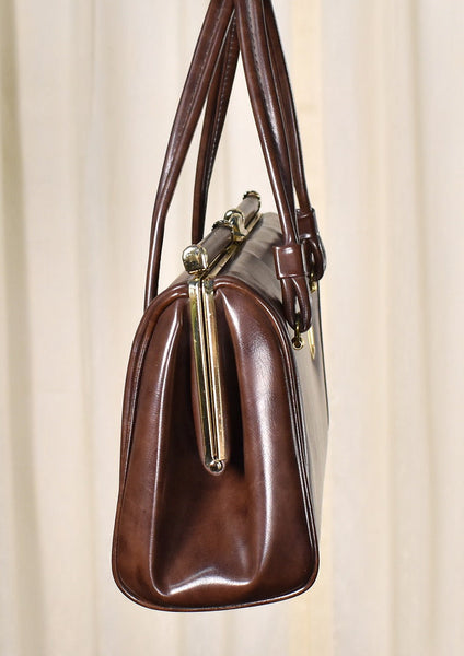 1960s Vintage Brown Marbled Handbag Cats Like Us