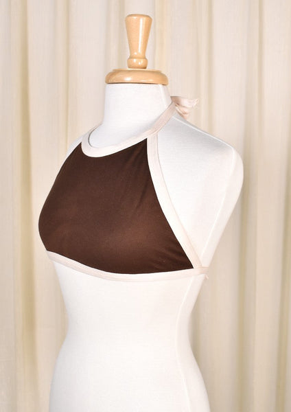 1960s Vintage Brown Tie Halter Top Cats Like Us