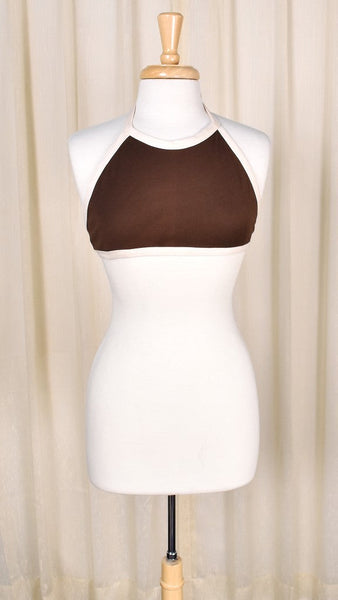 1960s Vintage Brown Tie Halter Top Cats Like Us