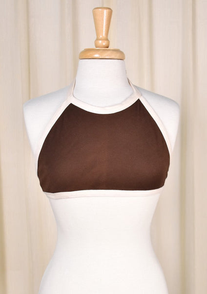 1960s Vintage Brown Tie Halter Top Cats Like Us