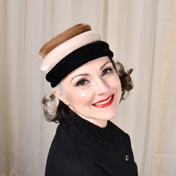 1960s Vintage Brown Velvet Ring Hat Cats Like Us