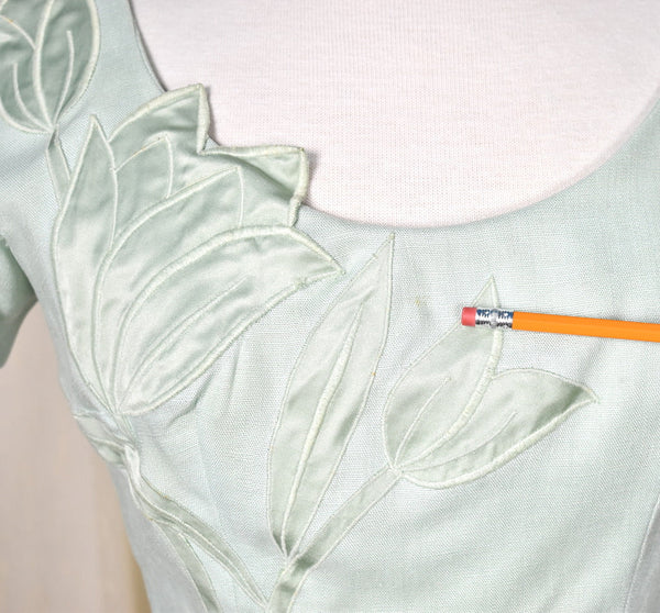 1960s Vintage  Celery Tulip Wiggle Dress Cats Like Us