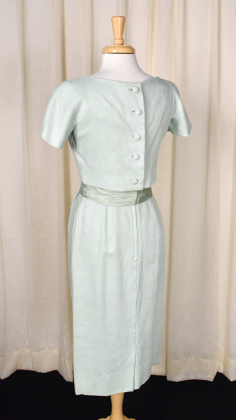 1960s Vintage  Celery Tulip Wiggle Dress Cats Like Us