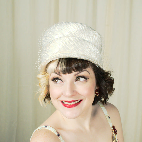 1960s Vintage Cream Raffia Pillbox Hat Cats Like Us