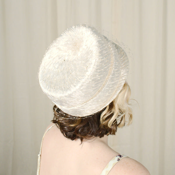 1960s Vintage Cream Raffia Pillbox Hat Cats Like Us