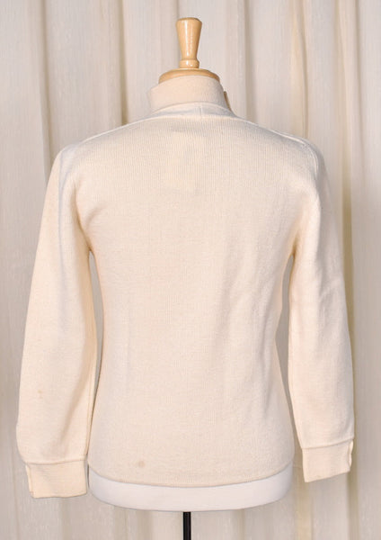 1960s Vintage Cream Zipper Sweater Cats Like Us
