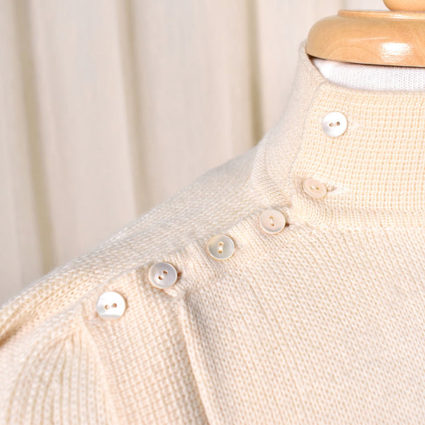 1960s Vintage Cream Zipper Sweater Cats Like Us