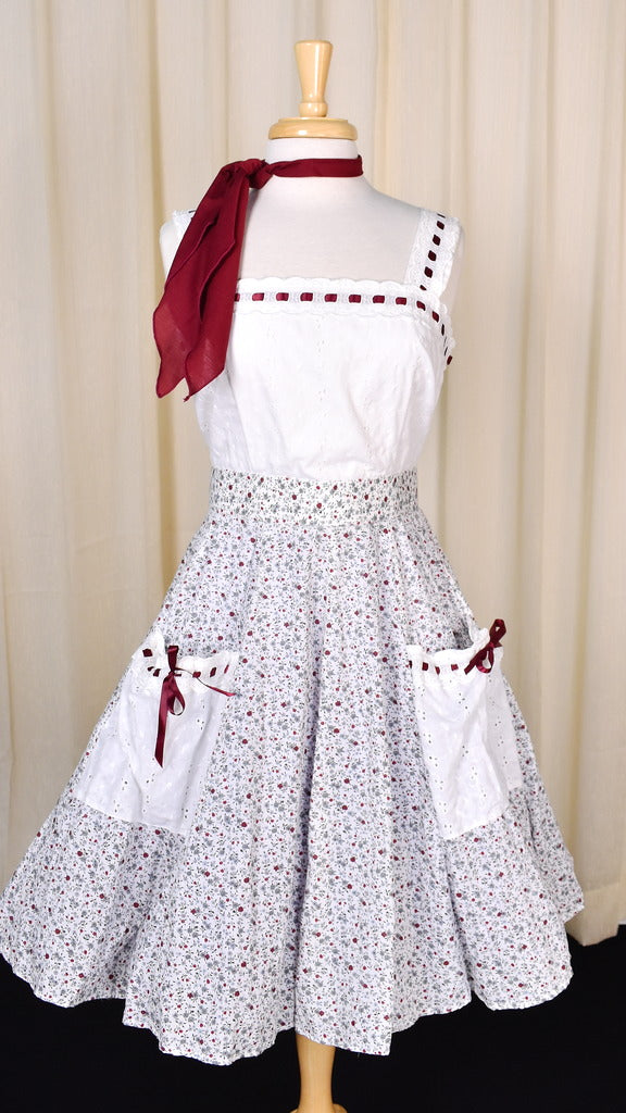 1960s Vintage Eyelet Square Dance Dress 1960s Vintage Eyelet Square Dance Dress