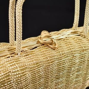 1960s Vintage Gold Woven Box Handbag Cats Like Us