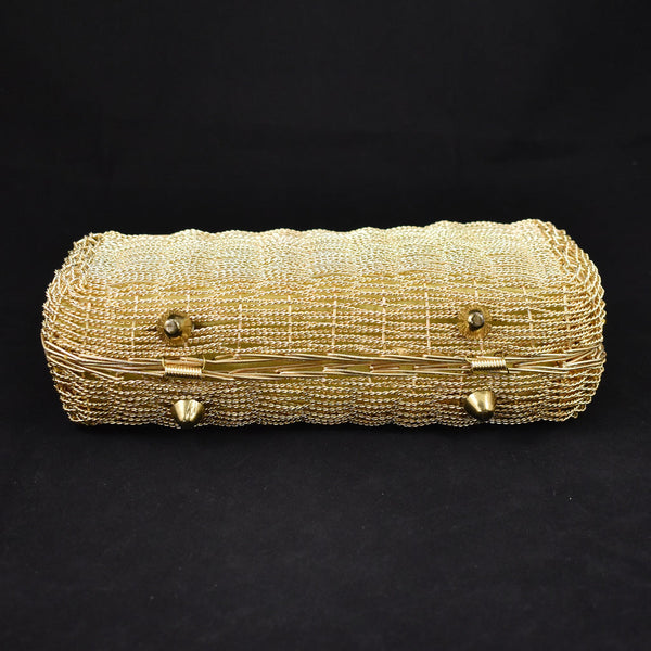 1960s Vintage Gold Woven Box Handbag Cats Like Us