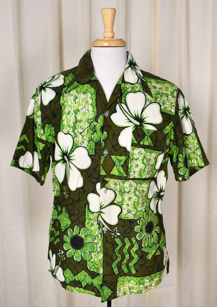 1960s Vintage Green Loop Collar Shirt Cats Like Us