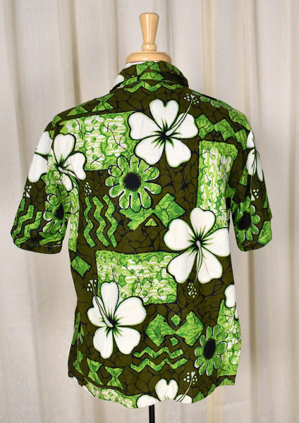 1960s Vintage Green Loop Collar Shirt Cats Like Us