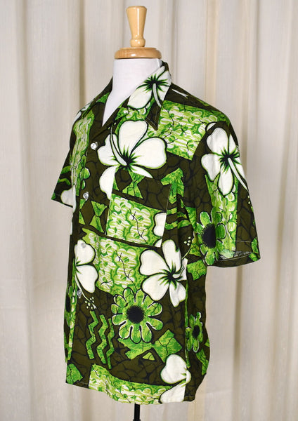 1960s Vintage Green Loop Collar Shirt Cats Like Us