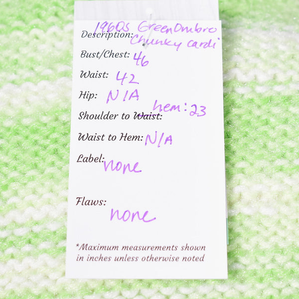 1960s Vintage Green Ombre Cardigan Cats Like Us