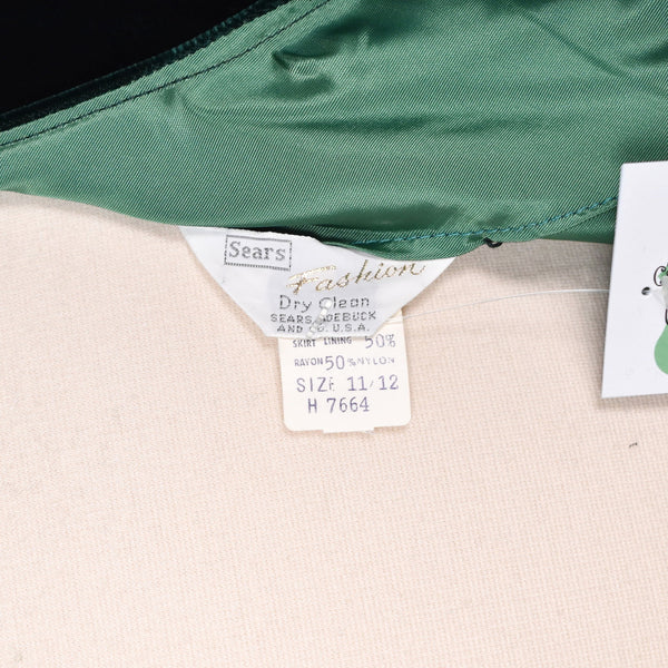 1960s Vintage Jade Green Velvet Dress Cats Like Us