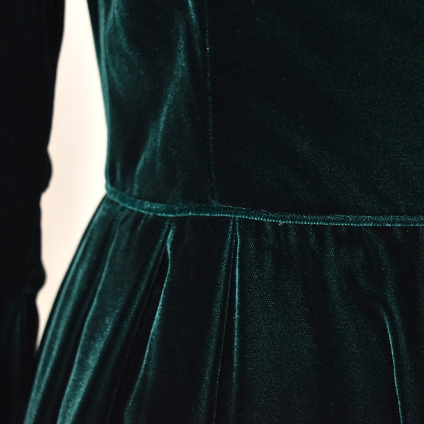 1960s Vintage Jade Green Velvet Dress Cats Like Us