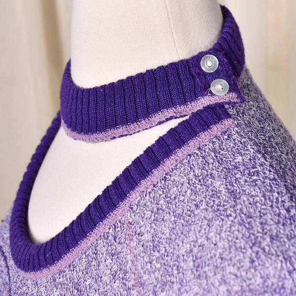 1960s Vintage Lavender Cut Out Knit Top Cats Like Us
