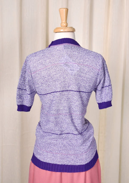 1960s Vintage Lavender Cut Out Knit Top Cats Like Us