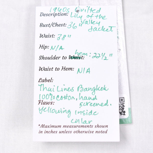 1960s Vintage Lily of the Valley Jacket Cats Like Us