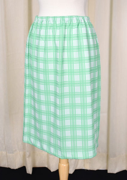 1960s Vintage Lime & White Pencil Skirt Cats Like Us