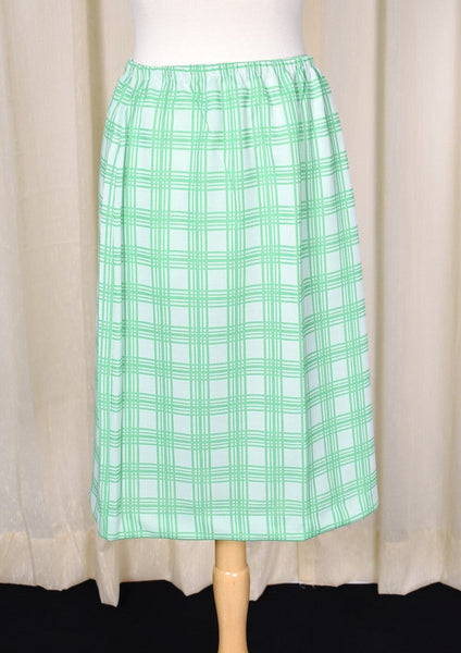 1960s Vintage Lime & White Pencil Skirt Cats Like Us