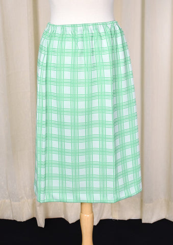 1960s Vintage Lime & White Pencil Skirt Cats Like Us