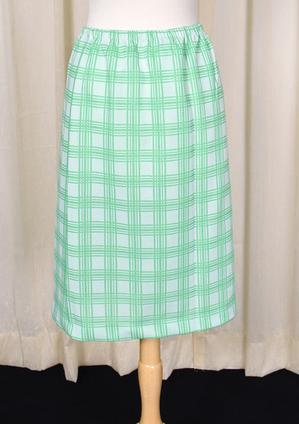1960s Vintage Lime & White Pencil Skirt Cats Like Us